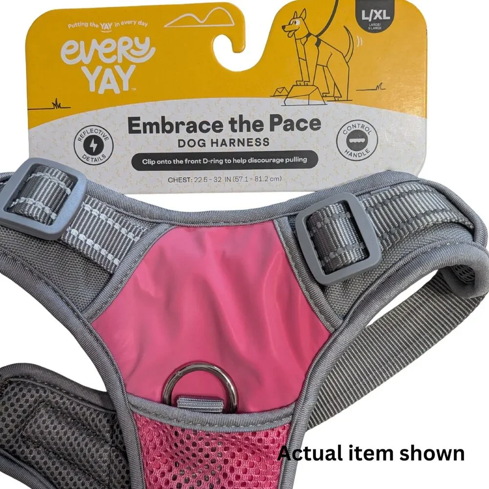 🐕 EveryYay Embrace the Pace Pink Reflective Dog Harness L/XL New